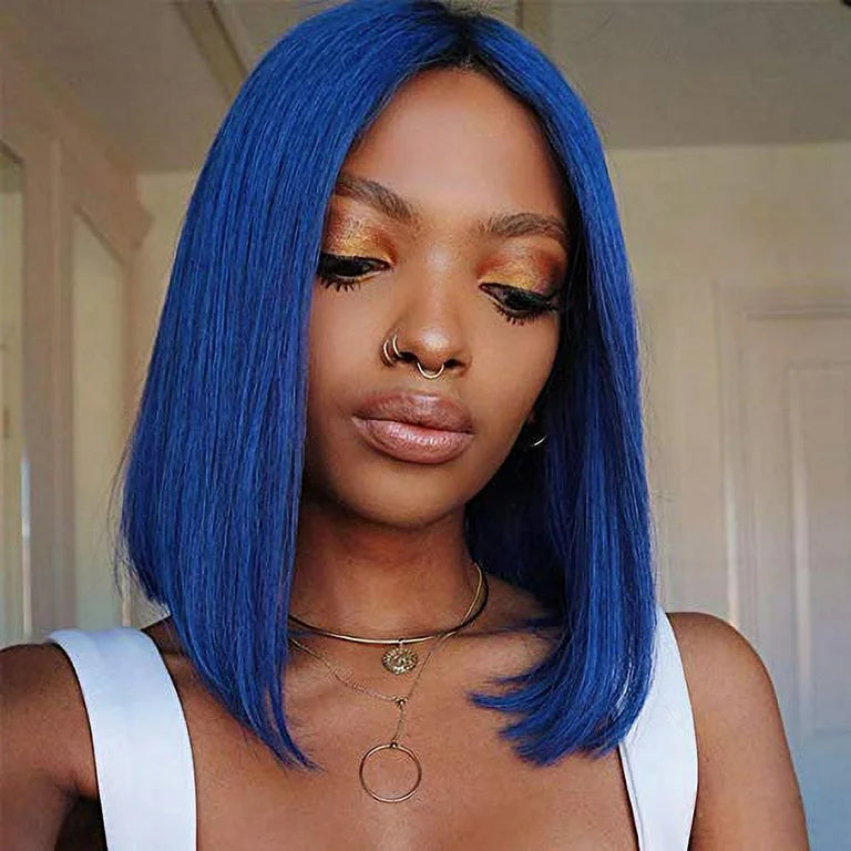 Blue • Bob Straight • Glueless • 13x4 HD Lace