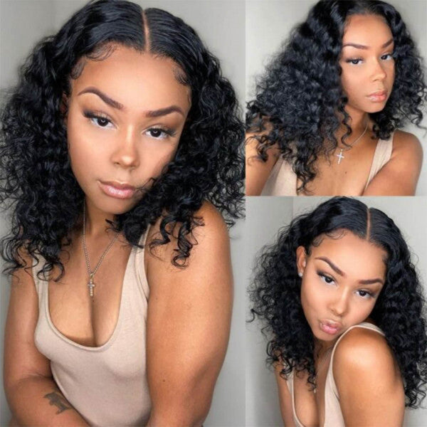 Black • Bob Deep Wave • Glueless • 13x4 HD Lace