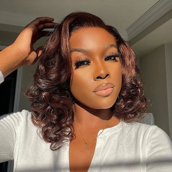 Dark Brown • Bob Loose Wave • Glueless • 13x4 HD Lace