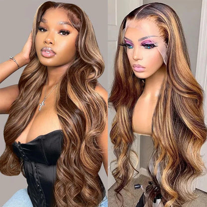 Sun Honey Blonde Highlight • Body Wave • Glueless • 13x4 HD Lace