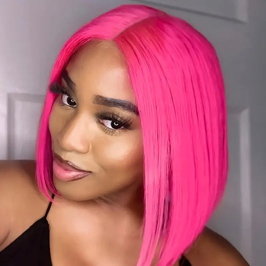 Hot Pink • Bob Straight • Glueless • 13x4 HD Lace