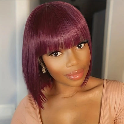 Burgundy • Bob Straight • Glueless • 13x4 HD Lace