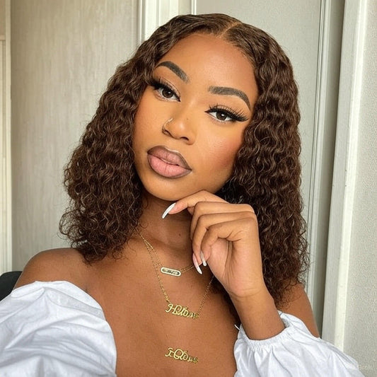 Dark Brown • Bob Water Wave • Glueless • 13x4 HD Lace