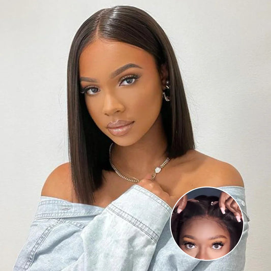 Black • Bob Straight • Glueless • 13x4 HD Lace