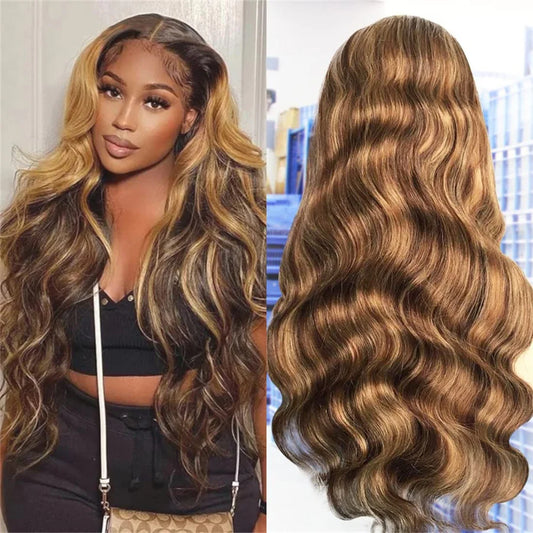 Sun Honey Blonde Highlight • Body Wave • Glueless • 13x4 HD Lace