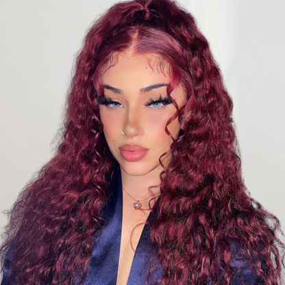 Burgundy •  Loose Deep Wave • Glueless • 13x4 HD Lace