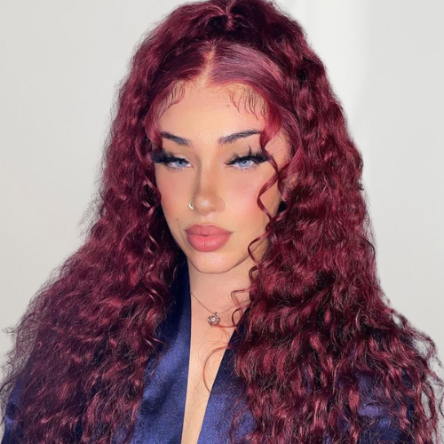 Burgundy •  Loose Deep Wave • Glueless • 13x4 HD Lace