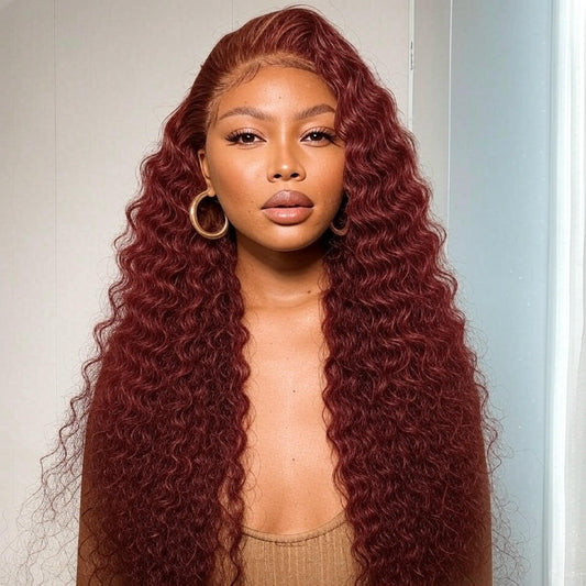 Burgundy• Natural Wave • Glueless • 13x4 HD Lace
