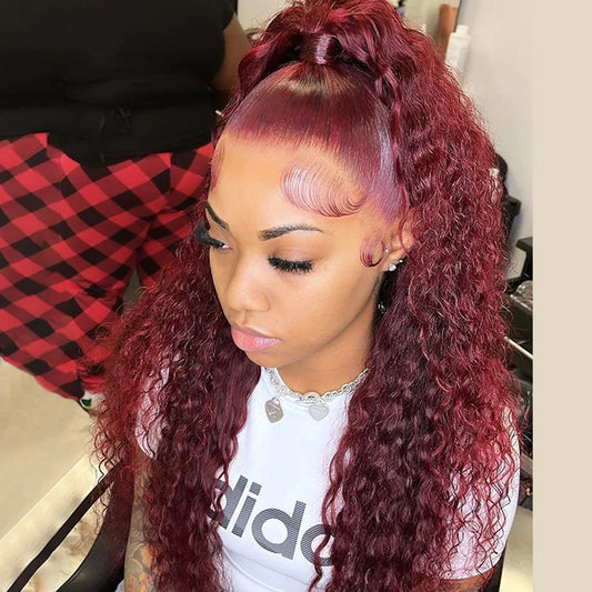 Burgundy• Natural Wave • Glueless • 13x4 HD Lace