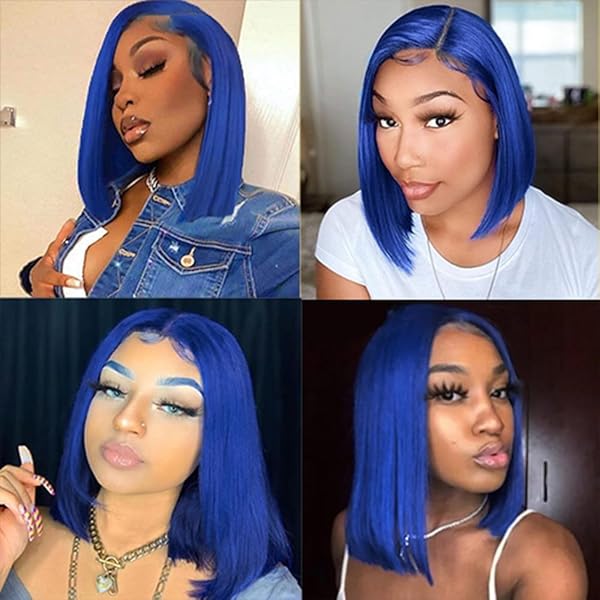 Blue • Bob Straight • Glueless • 13x4 HD Lace