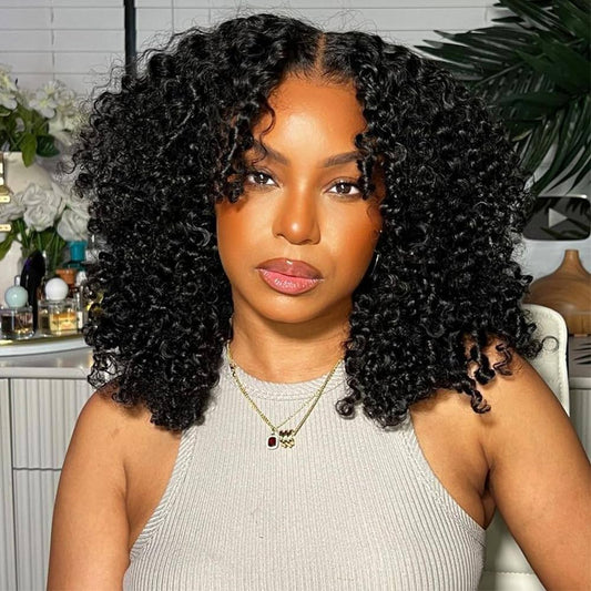 Black • Bob Kinky Curly • Glueless • 13x4 HD Lace