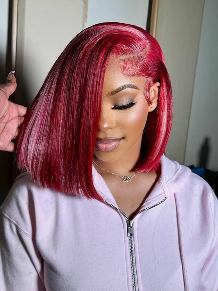 Burgundy • Bob Straight • Glueless • 13x4 HD Lace