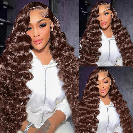 Chestnut Brown •  Loose Deep Wave • Glueless • 13x4 HD Lace