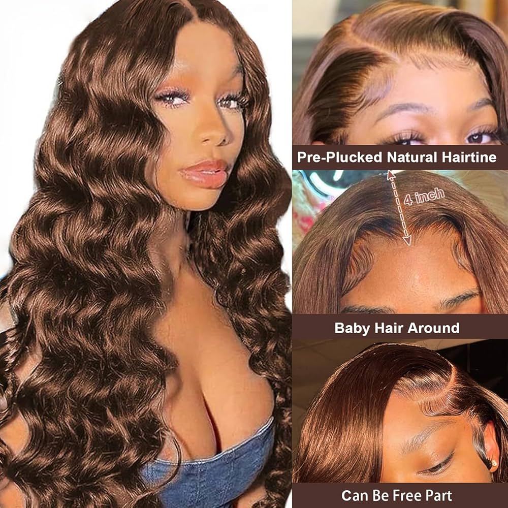 Chestnut Brown •  Loose Deep Wave • Glueless • 13x4 HD Lace
