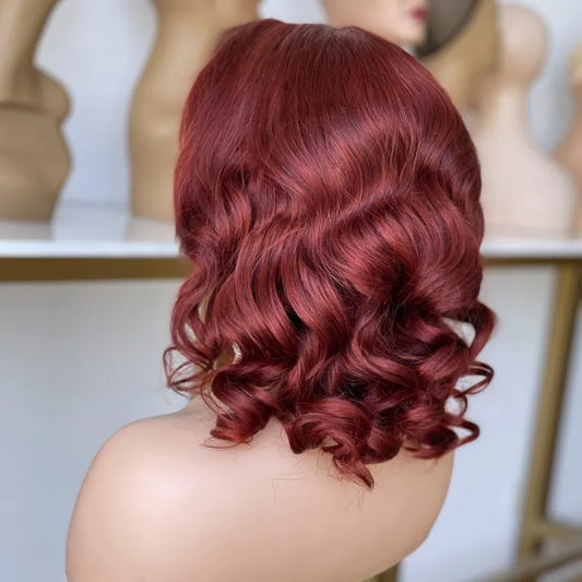 Burgundy • Bob Body Wave • Glueless • 13x4 HD Lace