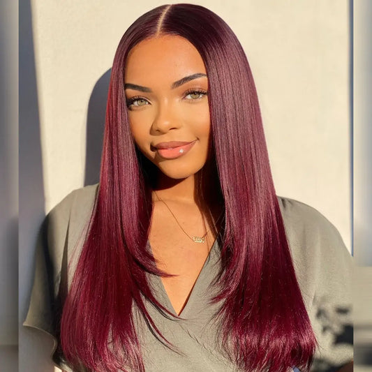 Burgundy • Straight • Glueless • 13x4 HD Lace