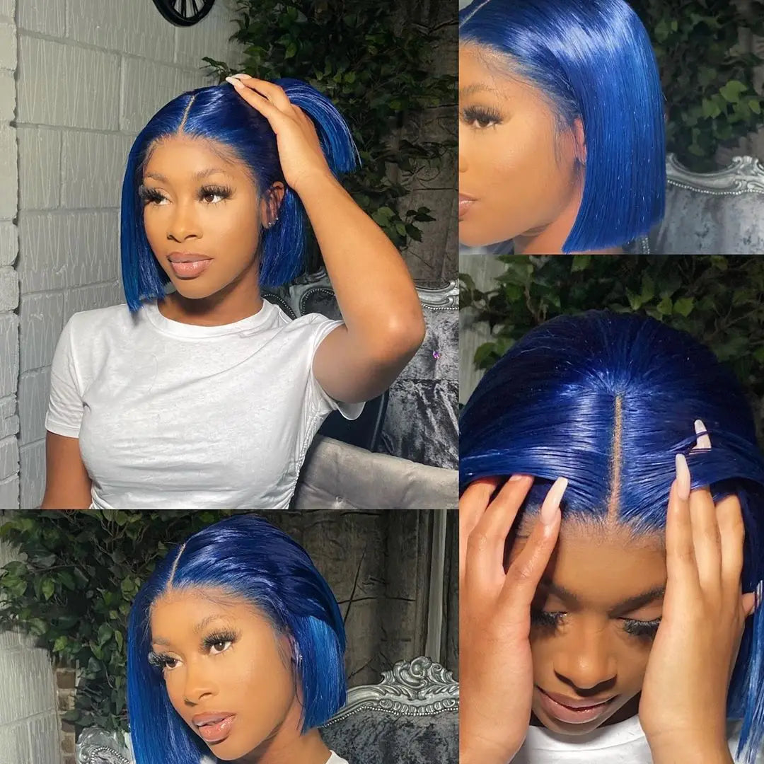 Blue • Bob Straight • Glueless • 13x4 HD Lace