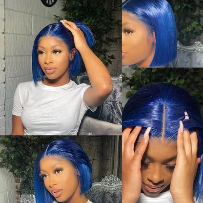 Blue • Bob Straight • Glueless • 13x4 HD Lace
