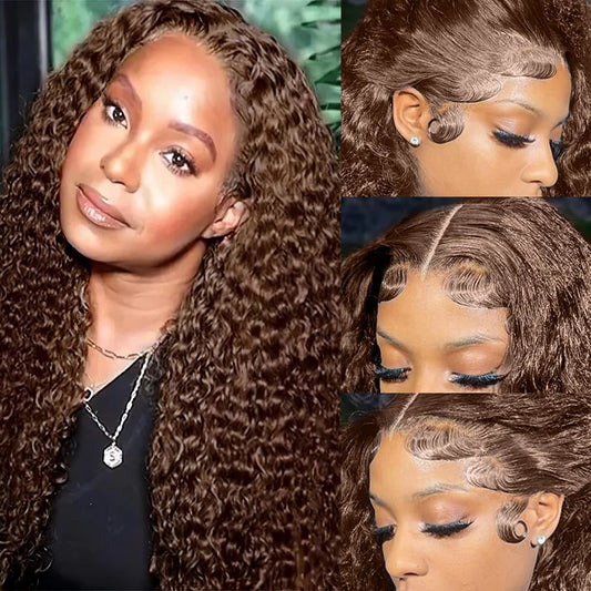 Chestnut Brown • Kinky Curly • Glueless • 13x4 HD Lace