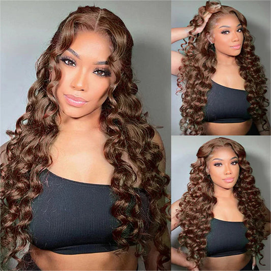 Chestnut Brown •  Loose Deep Wave • Glueless • 13x4 HD Lace