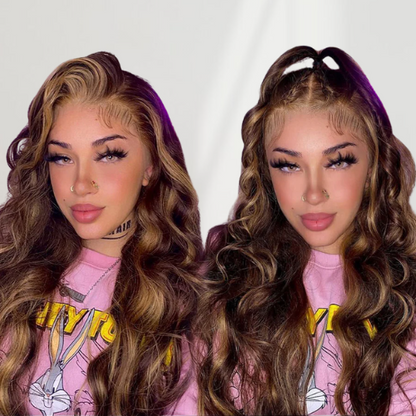Sun Honey Blonde Highlight • Body Wave • Glueless • 13x4 HD Lace