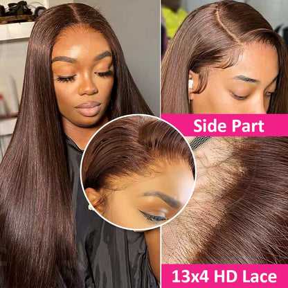 Chestnut Brown • Straight • Glueless • 13x4 Transparent HD Lace