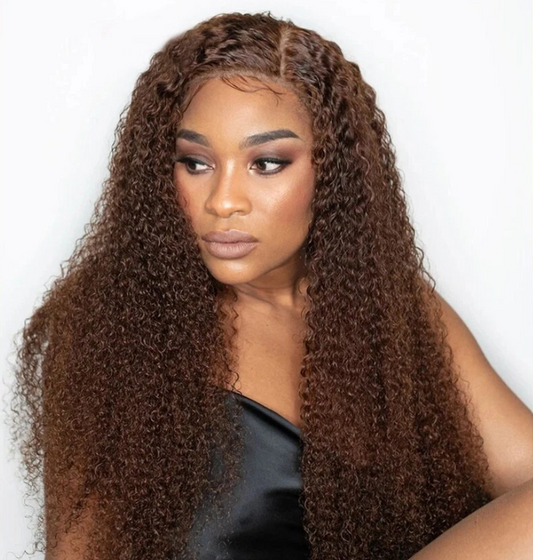 Dark Brown • Kinky Curly • Glueless • 13x4 HD Lace