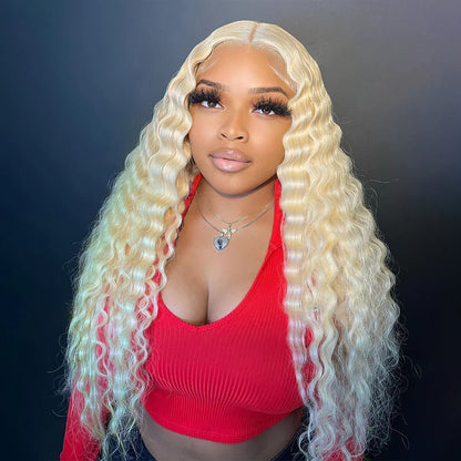 613 Blonde • Water Wave • Glueless • 13x4 HD Lace