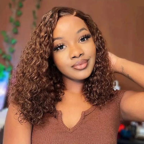 Brown • Bob Water Wave • Glueless • 13x4 HD Lace