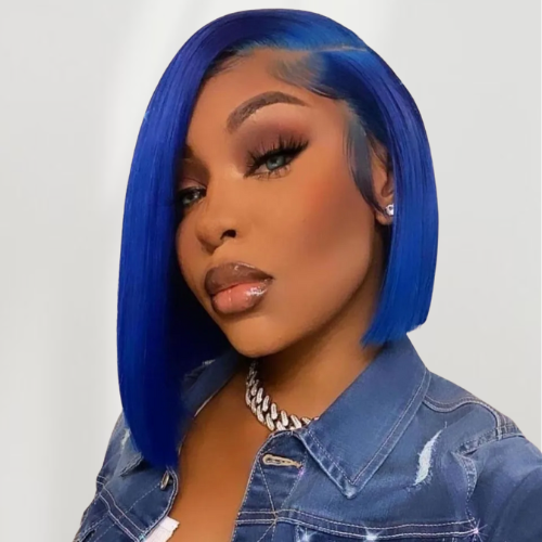 Blue • Bob Straight • Glueless • 13x4 HD Lace