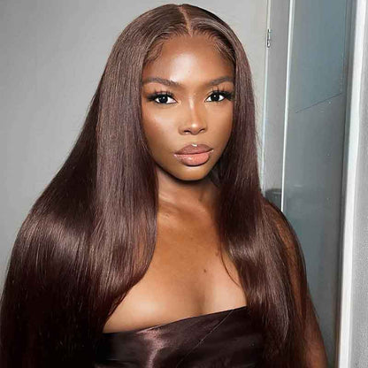Dark Brown • Straight • Glueless • 13x4 HD Lace