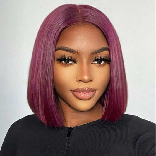 Burgundy • Bob Straight • Glueless • 13x4 HD Lace
