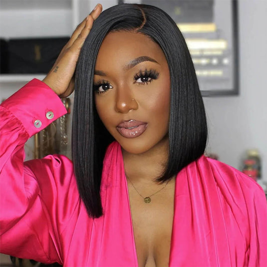 Black • Bob Straight • Glueless • 13x4 HD Lace