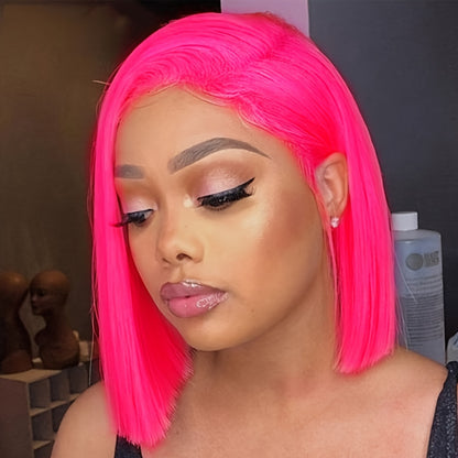 Hot Pink • Bob Straight • Glueless • 13x4 HD Lace