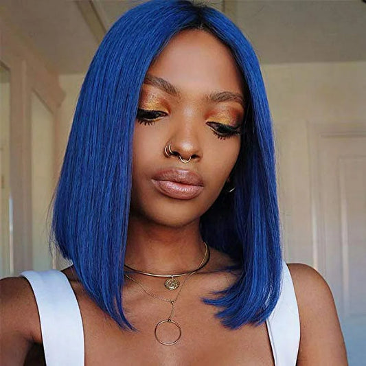 Blue • Bob Straight • Glueless • 13x4 HD Lace