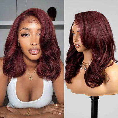Burgundy • Bob Body Wave • Glueless • 13x4 HD Lace