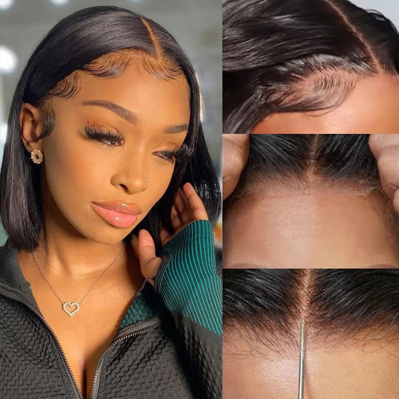 Black • Bob Straight • Glueless • 13x4 HD Lace
