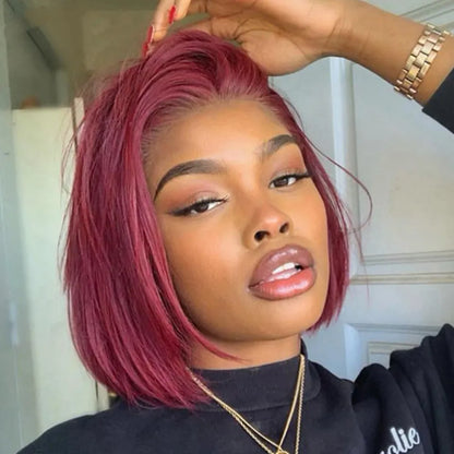 Burgundy • Bob Straight • Glueless • 13x4 HD Lace