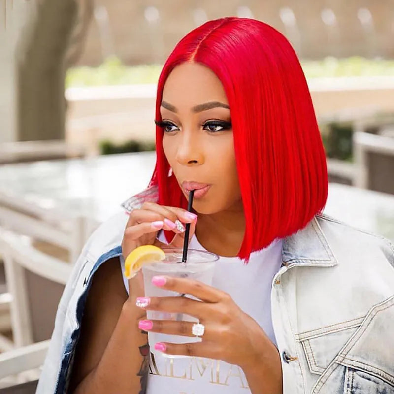 Red • Bob Straight • Glueless • 13x4 HD Lace