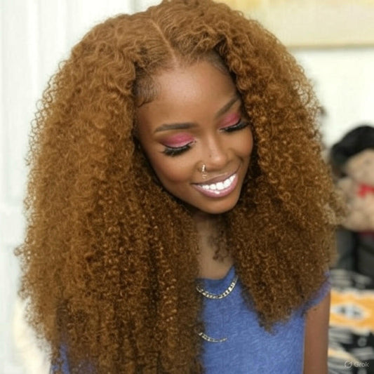Light Brown • Kinky Curly • Glueless • 13x4 HD Lace